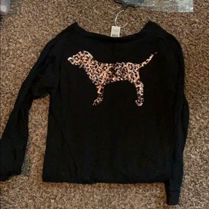 PINK long sleeved tee with pocketed front